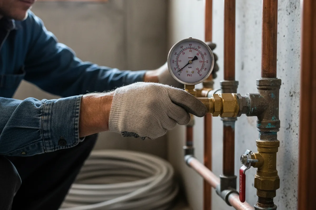 Pressure testing a repaired line during Water Line Repair in Benton